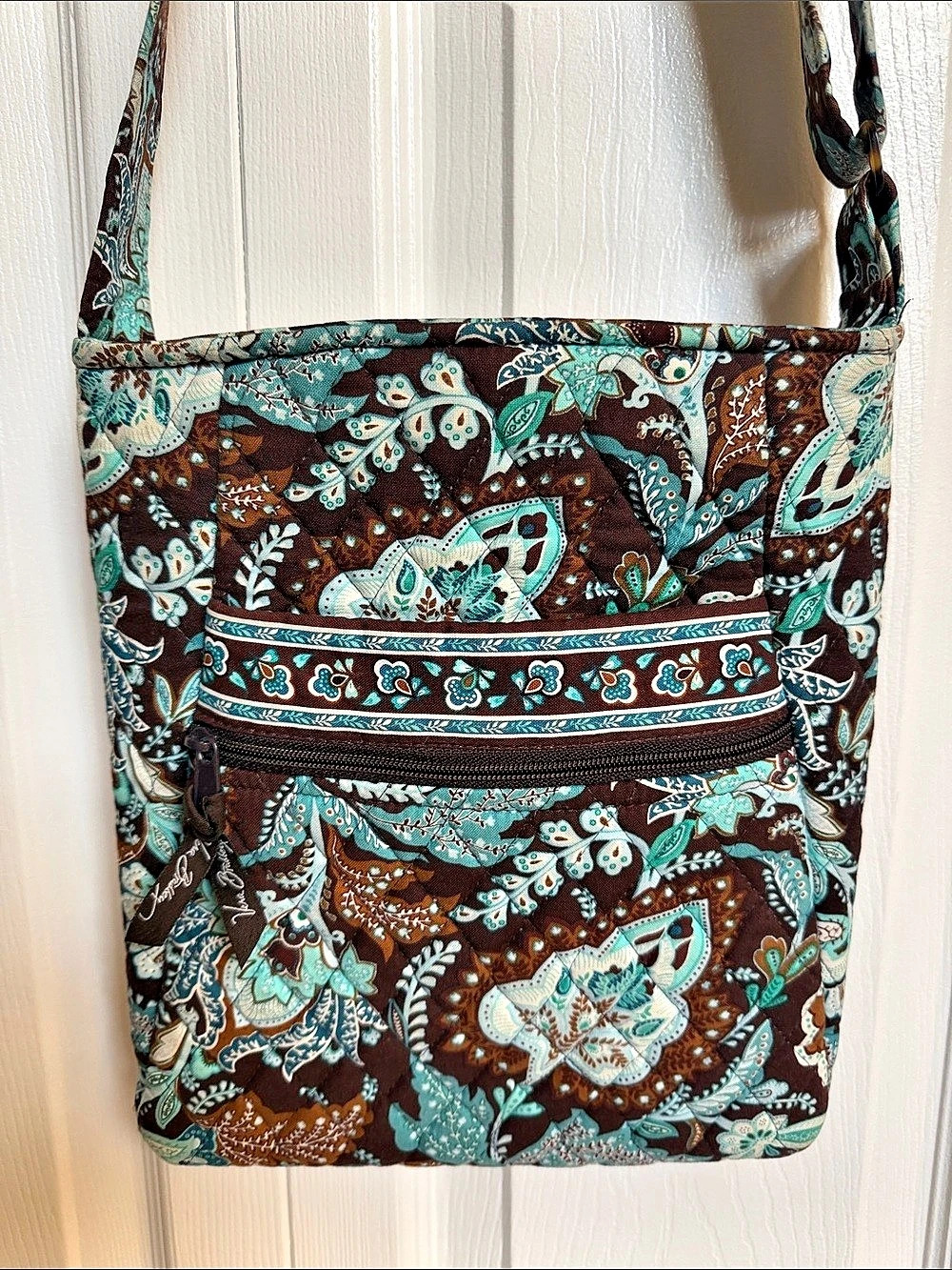 Vera Bradley On the Go Paisley Crossbody Bag Brown & Blue